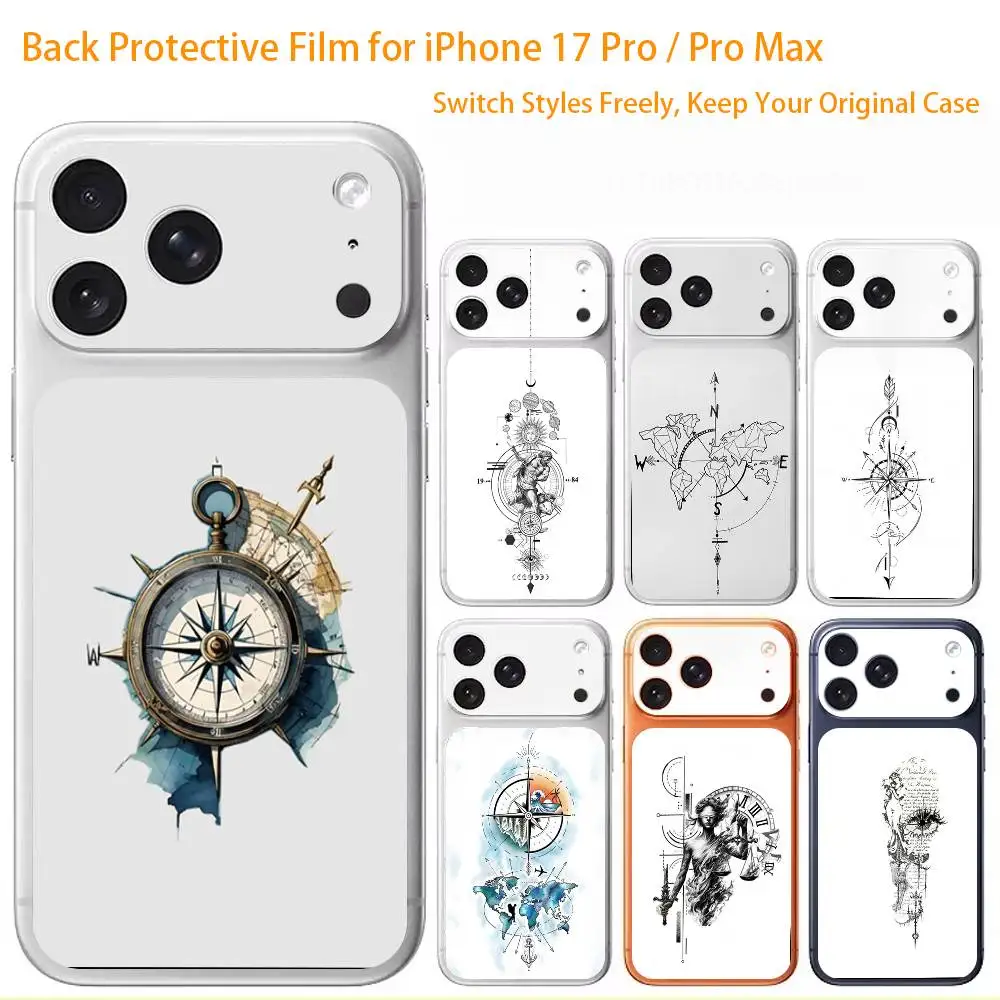 

Compass Premium Skin Wrap for iPhone 17 Pro/Max, Back Frame Camera Protective Decal (Not Case)