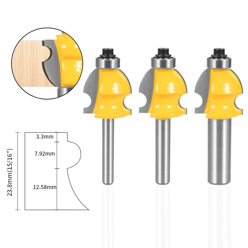 YUSUN  6.35/8/12/12.7 Shank Edge Beading Cutter Router Bit Woodworking  For Wood Face Mill