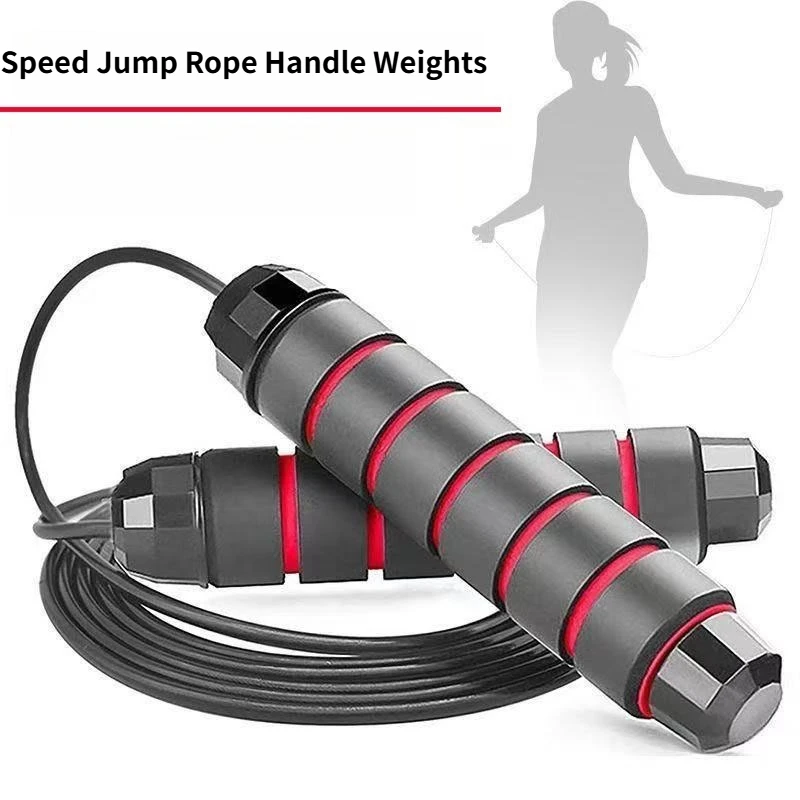 Weighted Steel Wire Jump Rope, Adjustable Length Bearing Skipping Rope, Professional Fitness Workout Rope for Adults Exercise