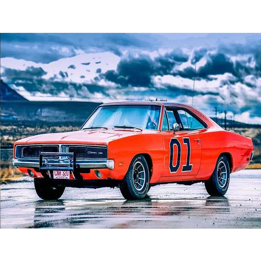 Pintura de diamante artesanal, patrón de coche, mosaico de diamantes, arte de punto de cruz, ajuste de piedras preciosas, pintura decorativa de regalo
