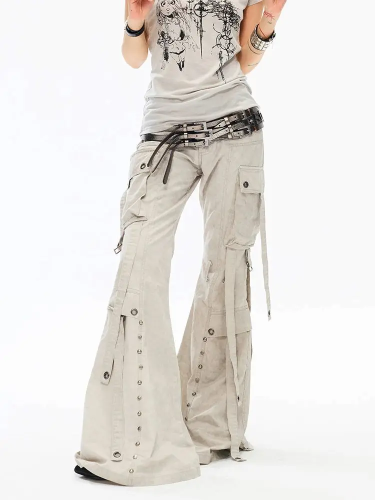 

Женские белые джинсы-карго, мешковатые Y2K, японский Harajuku, эстетичный стиль 2000-х годов, винтажные повседневные брюки, джинсовая одежда, новинка