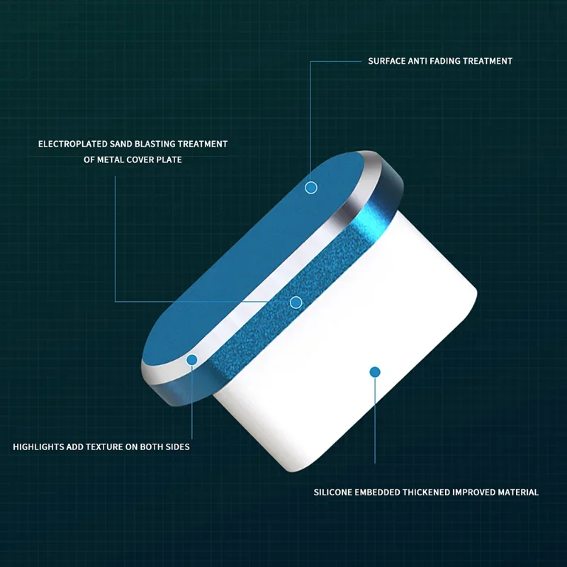 5pcs Metal Type-C Dust Plug USB Charging Port Protector Anti-dust Plug Cover Cap for Samsung Huawei Xiaomi Phone Dustplug Caps