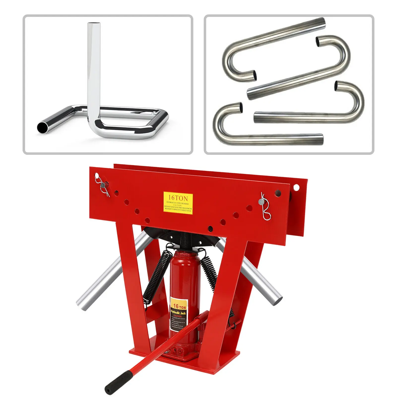 

Hydraulic Pipe Tube Bender Tool Manual Heavy-Duty Pipe Bending Machine 16T Red