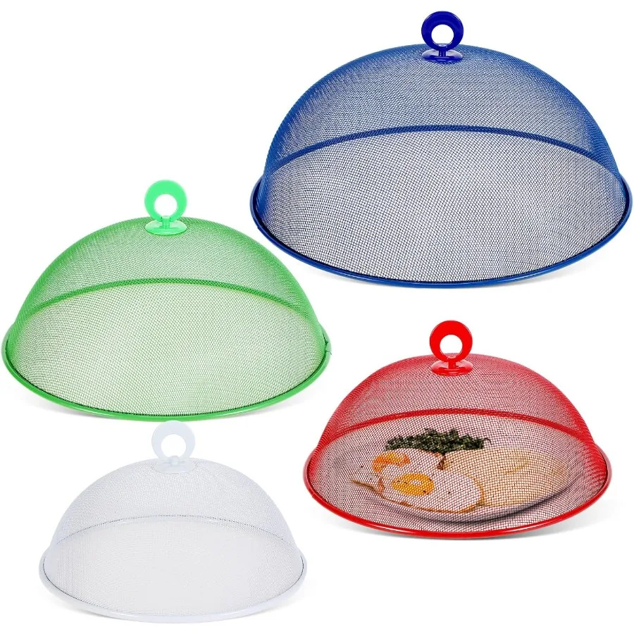 

Baderke 4 Pcs Metal Mesh Food Cover 14'' 12'' 11'' 10'' Outdoor Picnic Food Net Covers for Outside Keep out Flies for Table Pic