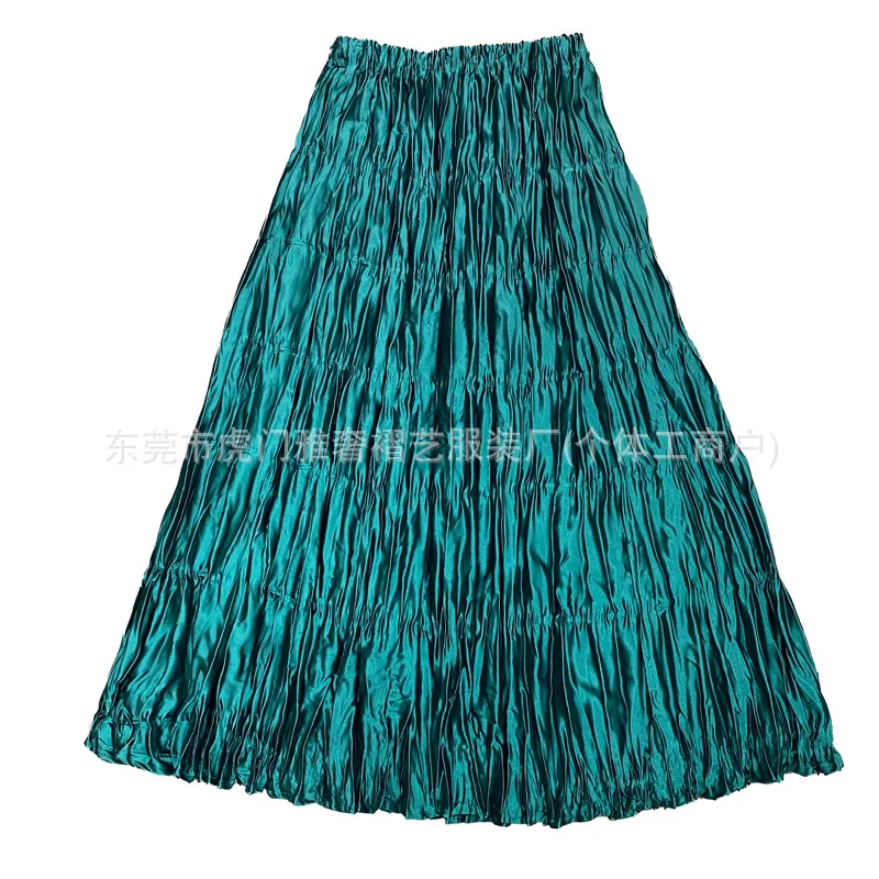 Miyake Haute Sense Fashion Pleated Temperament High Waist Medium and Long Skirt French Gloss Solid Color Satin Folded Skirt