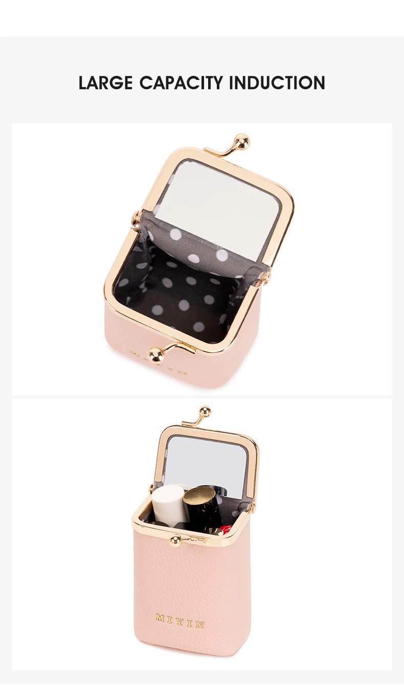 Luxuriöser Mini-Lippenstift-Organizer für Damen, auch geeignet als Schmuck-, Kopfhörer- und Münzbeutel mit eingebautem Spiegel. – Detail 6