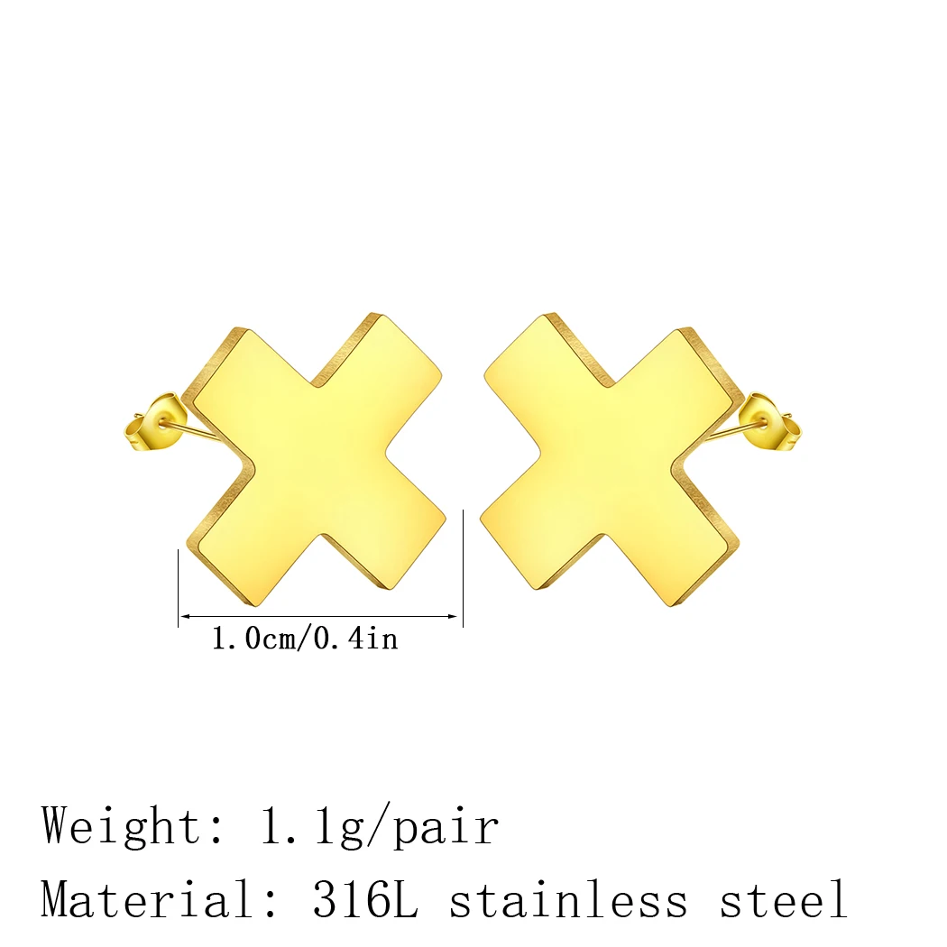 Kolczyki męskie ze stali nierdzewnej biżuteria w stylu Vintage czarna X krzyżyk geometryczne kolczyki kobiety prezent