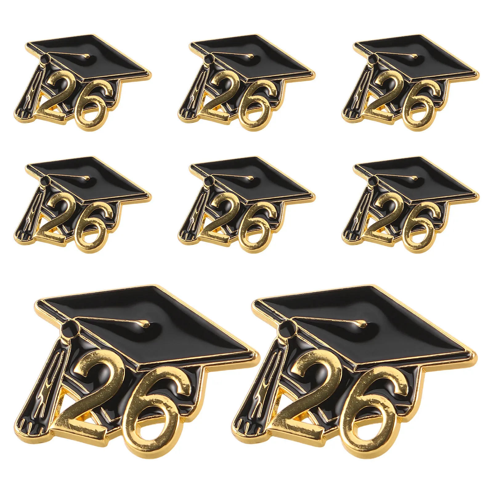

8pcs Graduation Brooch Pins 2026 Metal Badge For Hats Clothes Jackets Backpacks Graduation Lapel Pin Jewelry Party Favors