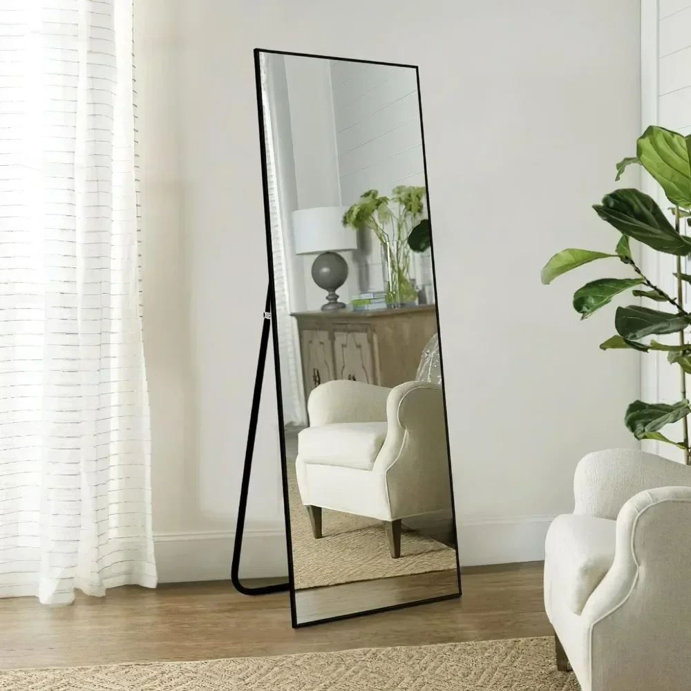 Full Length Mirror 59x16 Inch Aluminum Alloy Frame Large Wall Mirror Body Standing Lights Living Room Furniture Home