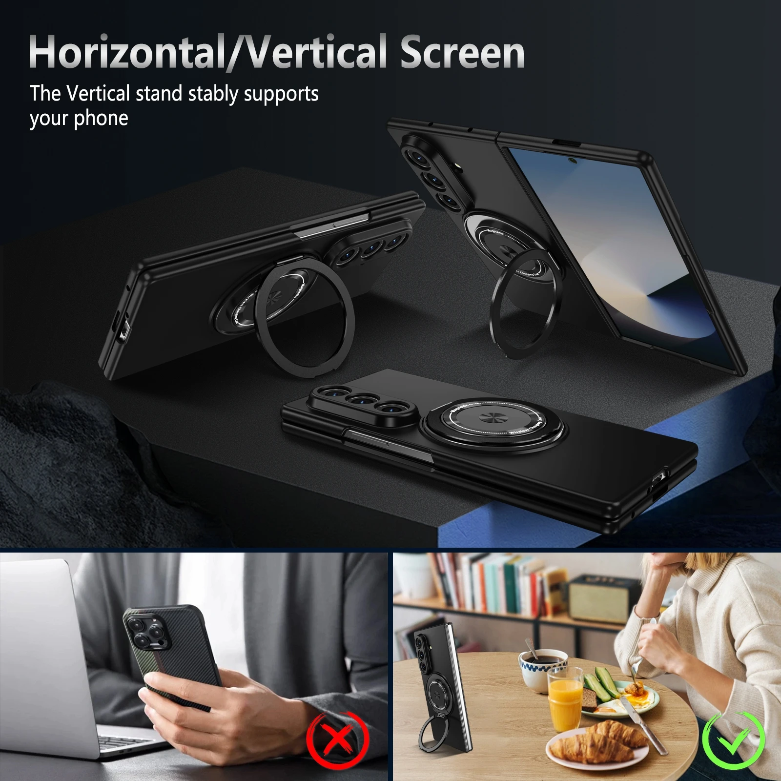 Luxury Magnetic For Magsafe Phone Case For Samsung Galaxy Z Fold 8 Ultra Z Fold 8 7 6 5 4 3 With 360° Ring Kickstand Back Cover - view 4