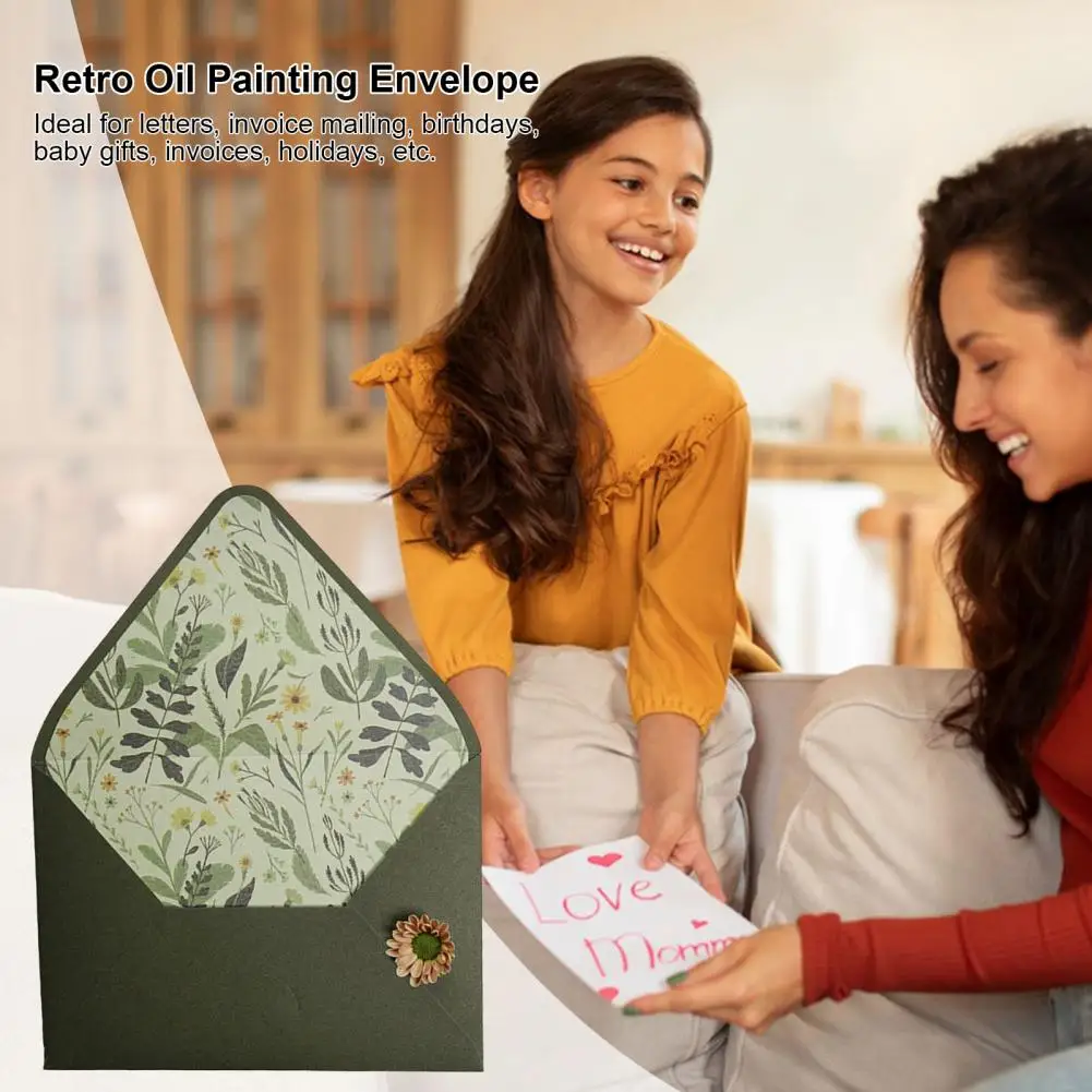 مظاريف رسم زيتي عتيقة ، ختم ذاتي ، أنيق ، أفوكادو أخضر ، حدود ذهبية ، مظاريف عمل للمكتب ، شيكات بريدية ، فواتير