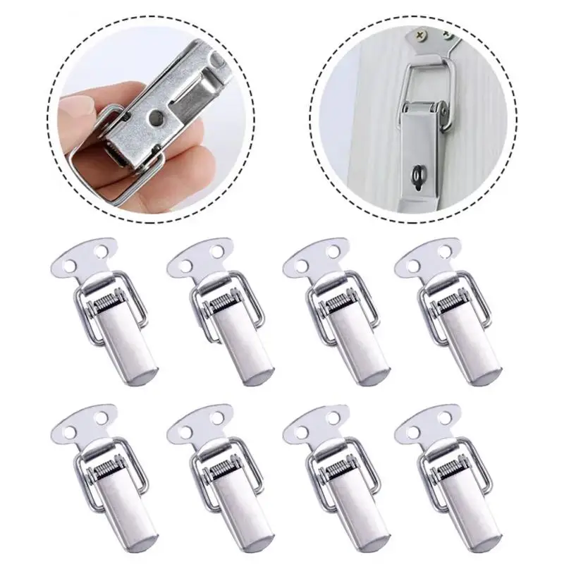 Latch Catch Duck-mouth Buckle Hook Wooden Box Hasps Clamp Stainless Steel Spring Catch Clasp Loaded Draw Toggle Clamp Hasps