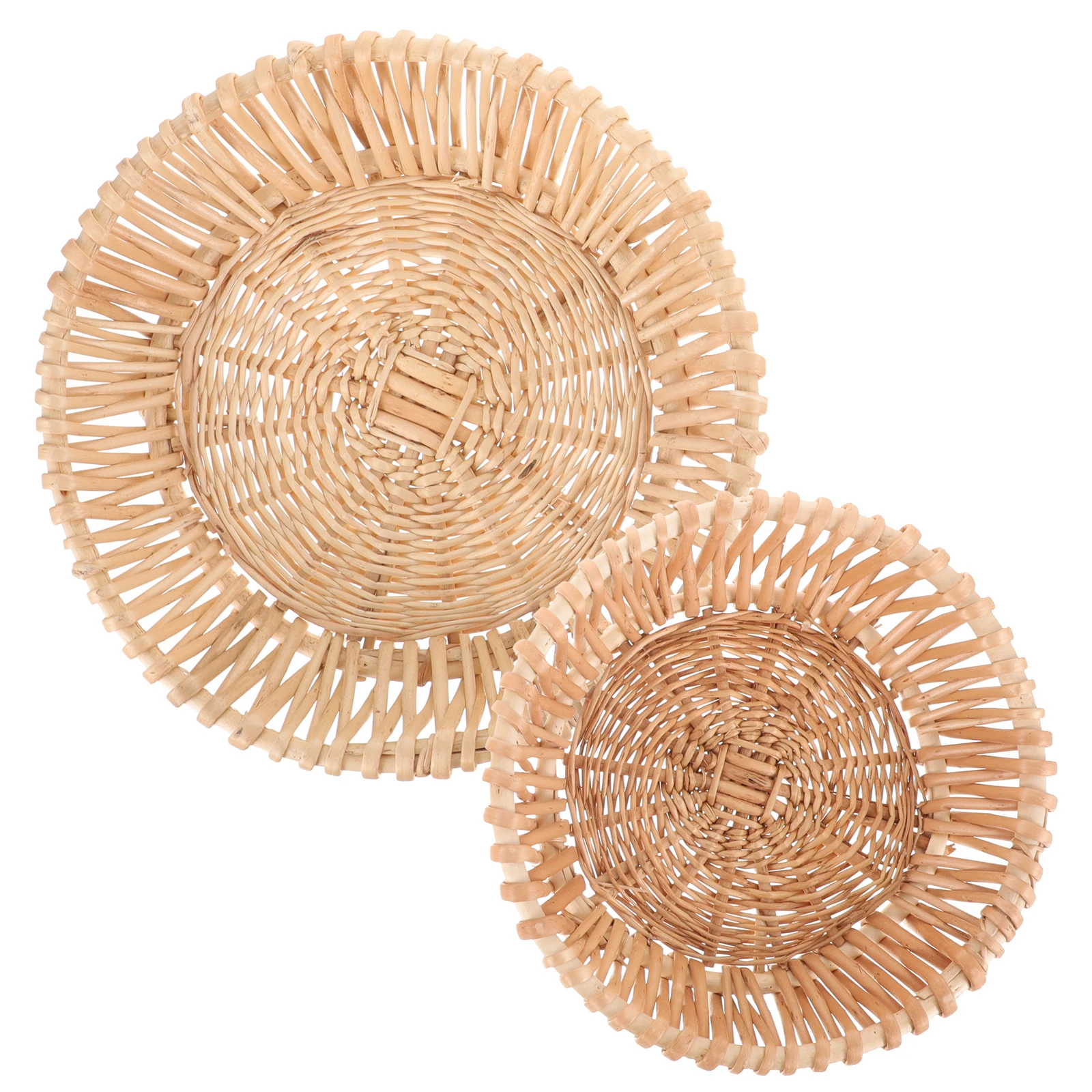 

2Pcs Wicker Baskets Rattan Fruit Basket for Kitchen Table Snack Pastry Storage Tray Home Office Bedroom Decor ganizer