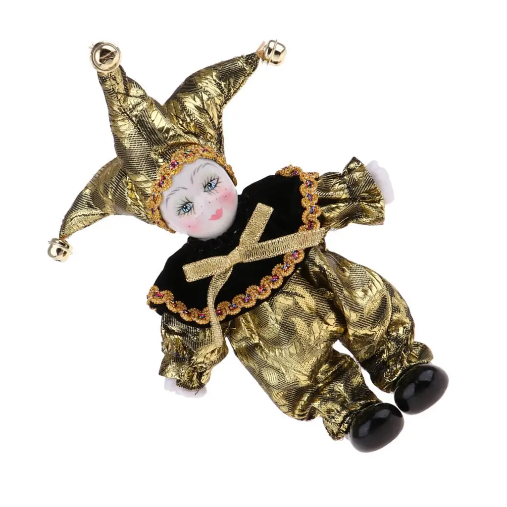 Handcrafted Porcelain Dolls Collectibles Triangel Clown Miniature Ornament for Desk Display Valentine