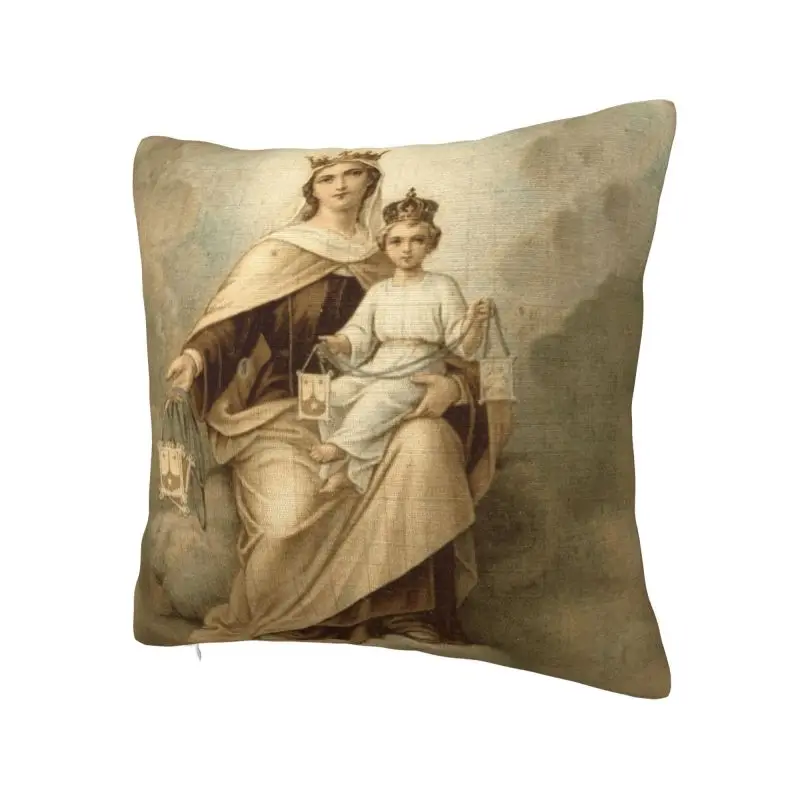 Our Lady Of Mount Carmel Cushion Covers Soft Catholic Virgin Mary Pillow Case for Sofa Square Pillowcase Bedroom Decoration