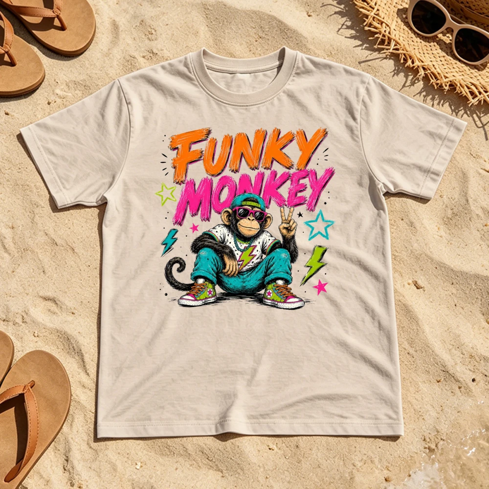Funky Monkey Peace Sign Graphic T Shirt Female Cool Animal Illustration Meme Tee Summer Beach Resort Outfit