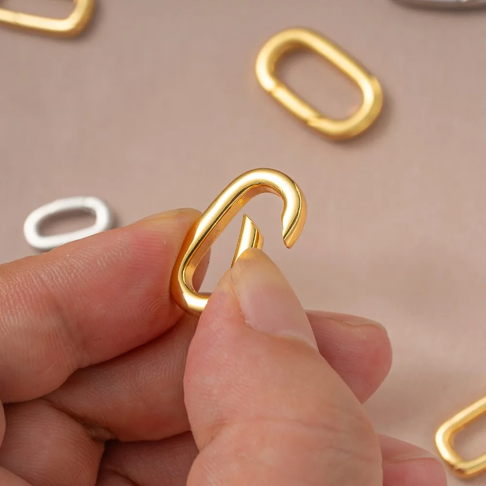 2pcs 18K Gold Filled Oval Carabiner Necklace Clasps Closures Pearl Enhancer Connector for DIY Jewelry Necklace Bracelet Making image 5