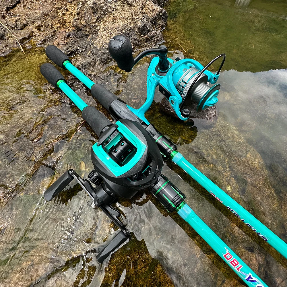 4/5 Abschnitte Ultraleichte Spinn-Angelrute aus Kohlefaser mit EVA-Griff und 5,2:1/7,2:1 Baitcasting-Rollen-Kombination für Anfänger – Detail 6