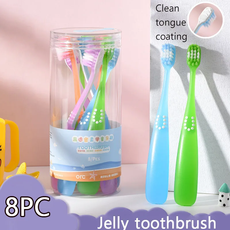 8PC Jelly Colored Children's Soft Bristled Toothbrush Family Set Gum Protection And Cleaning Kids Teeth Oral Cavity Healthy Tool