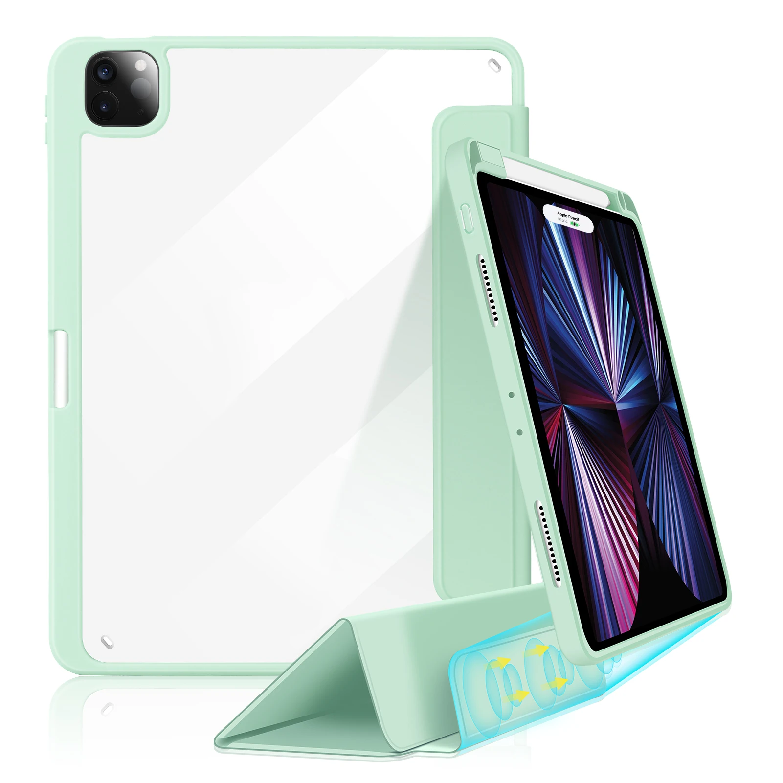 

Compatible for Apple iPad Pro 11 inch Case 12.9 Cases 2022 Pencil Holder Slim Soft Silicone Stand Protective Cover