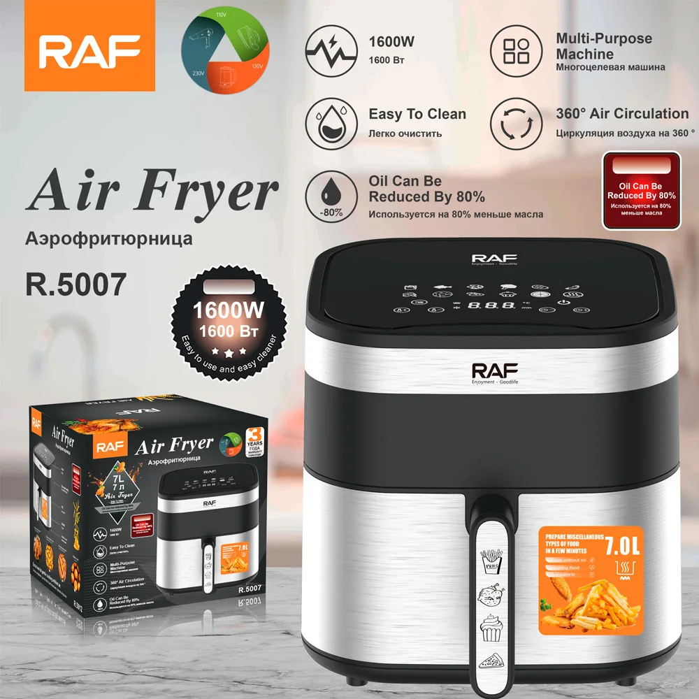 

RAF European cross-border 7L household smart air fryer stainless steel mechanical model electric fryer French fries machine larg