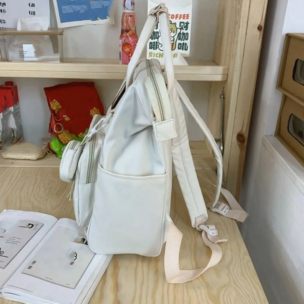 

Daypack Portable Laptop Backpack Large Capacity Nylon College School Bag Waterproof Korean Style Ins Shoulder Bag School