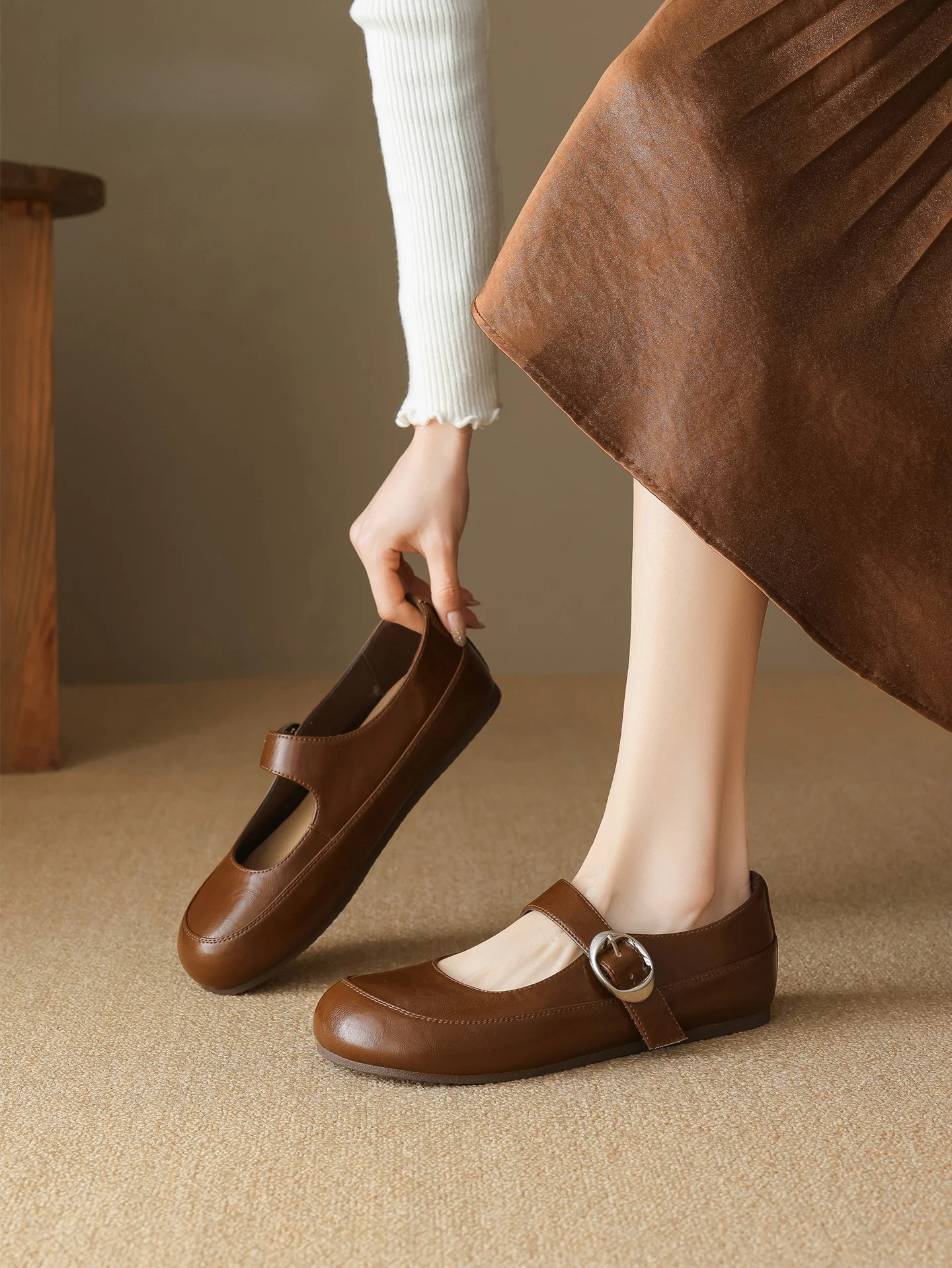 agsdon-brown-mary-jane-women's-oes-2026-new-spring-non-tiring-versatile-ballet-single-oes-faionable-flat-rubber-sole