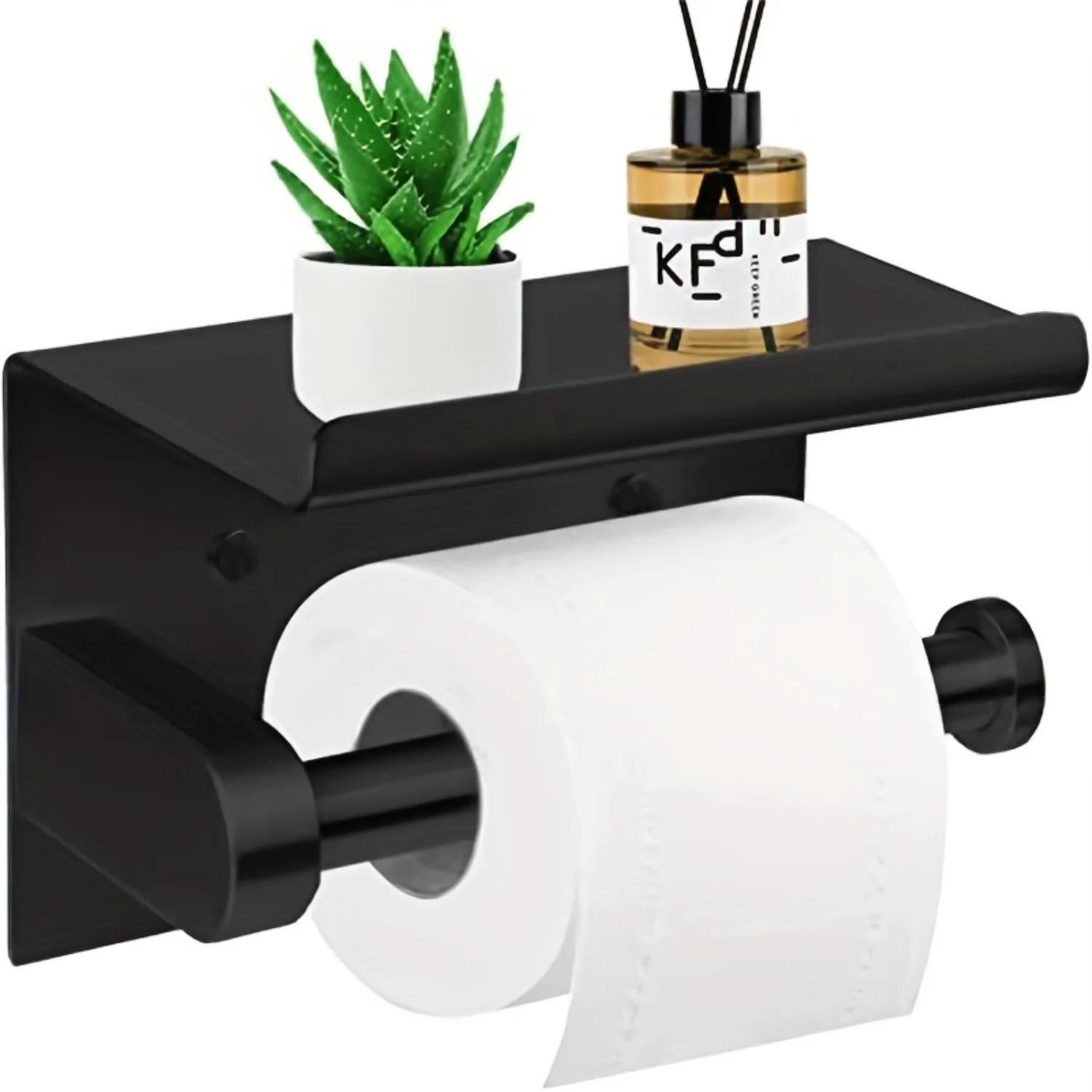 1pc Wall Mounted Tissue Holder, Toilet Roll Paper Holder With Shelf, Durable Stainless Steel Tissue  Rack, Tissue Holder Dispens