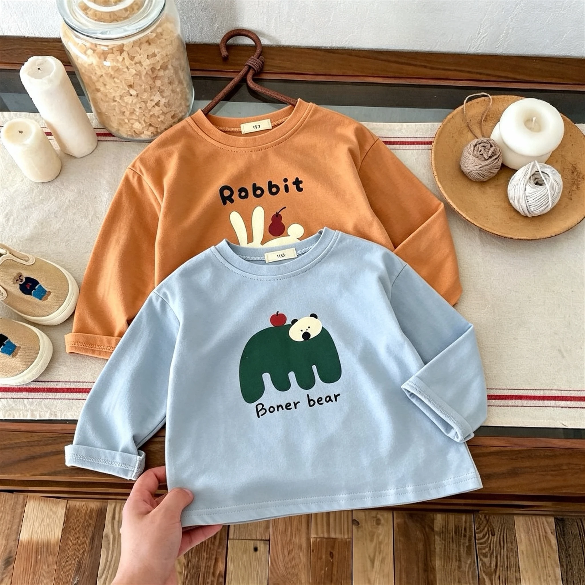 Spring Fall Children Clothing Printed Cartoon Fashion Bottoming Shirt Blouse Toddler Costume Simple Versatile Long Sleeve Tshirt