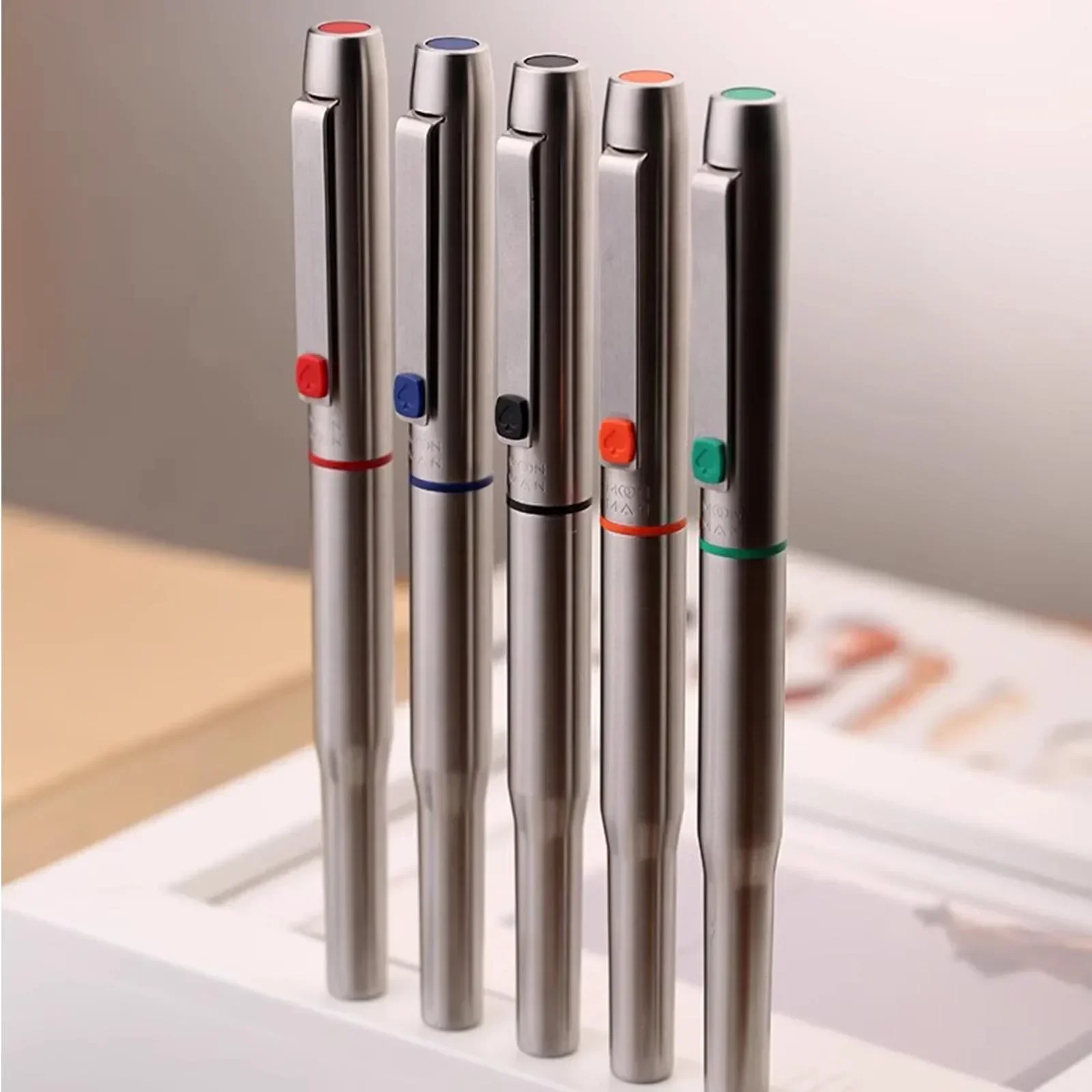 Majohn B25 Metal Fountain Pen F nib with Ink Absorber Dual purpose Design school Office writing Supplies students gift pens