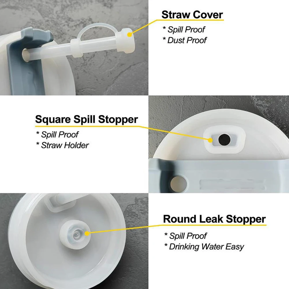 Bouchon anti-renversement en silicone lavable, couvercle de bouchon de paille, bouchon de fuite de bouteille d'eau, couvercle anti-poussière, 1-5 ensemble