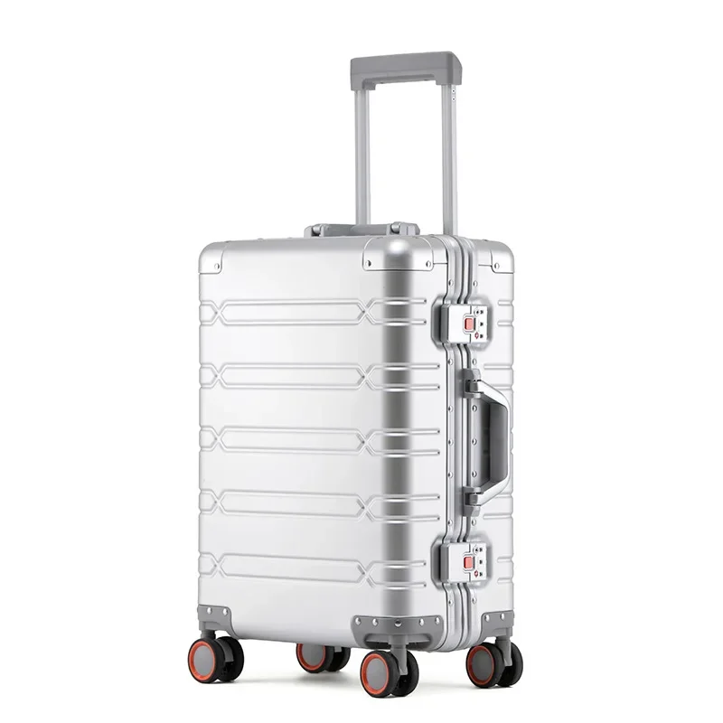 Aluminum-magnesium Alloy Trolley Suitcase Travel  Metal Case with Wheel Spinner 20 inch Carry-On Cabin Suitcase Rolling Luggage