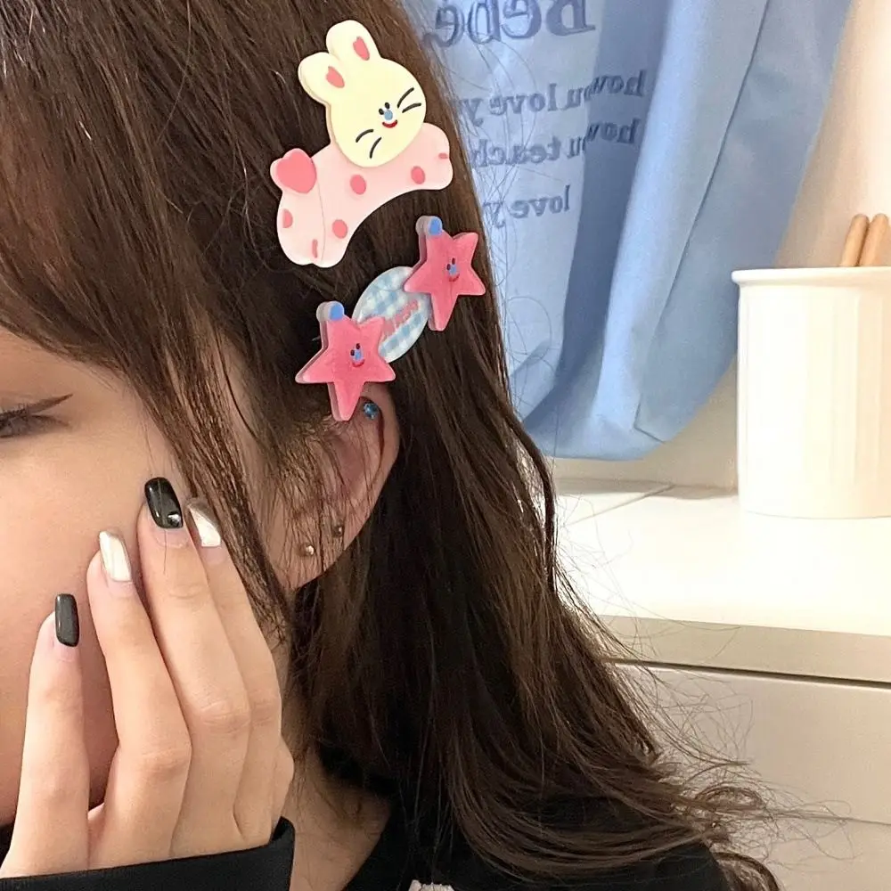 2 قطعة مشبك شعر الكرتون متعة مجموعة الحلو نمط جرو مشبك شعر كليب الاكريليك أرنب منقار البط كليب فتاة إكسسوارات الشعر