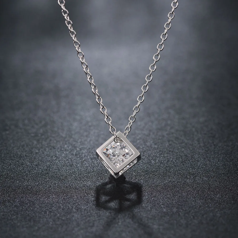 Statement Square Shape Design Necklaces For Women Female Pretty Engagement Chioces Gifts 925 Sterling Silver Jewelry Items image 3