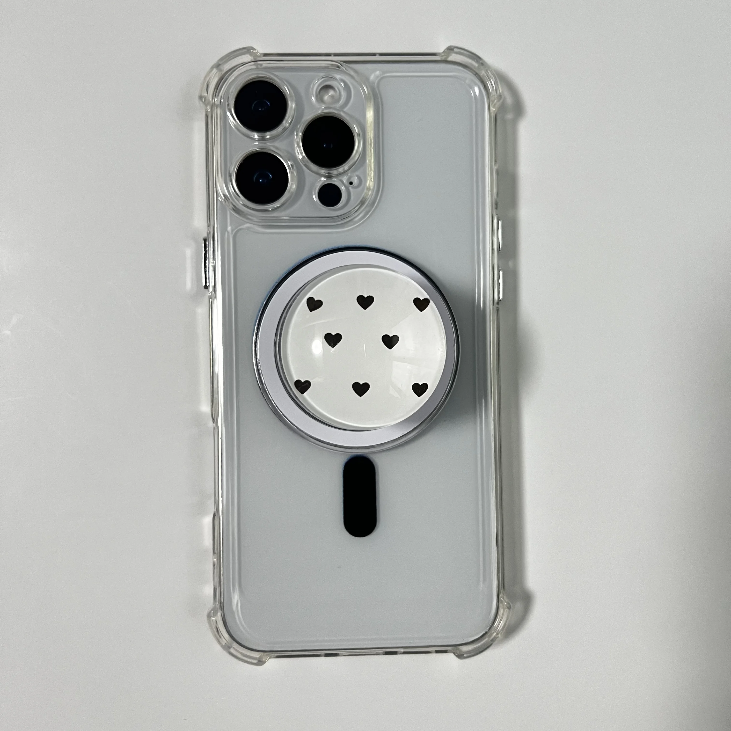 Bola de cristal 3d com amor dentro titular caso do telefone móvel suporte para magsafe suporte magnético para iphone samsung griptok grip tok