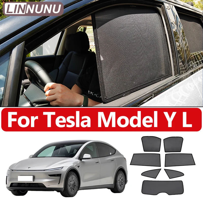 

Магнитная солнцезащитная шторка LINNUNU для Tesla Model Y L 2026, сетчатая сетка на окно, защита от УФ-излучения, аксессуары для конфиденциальности и защиты от солнца