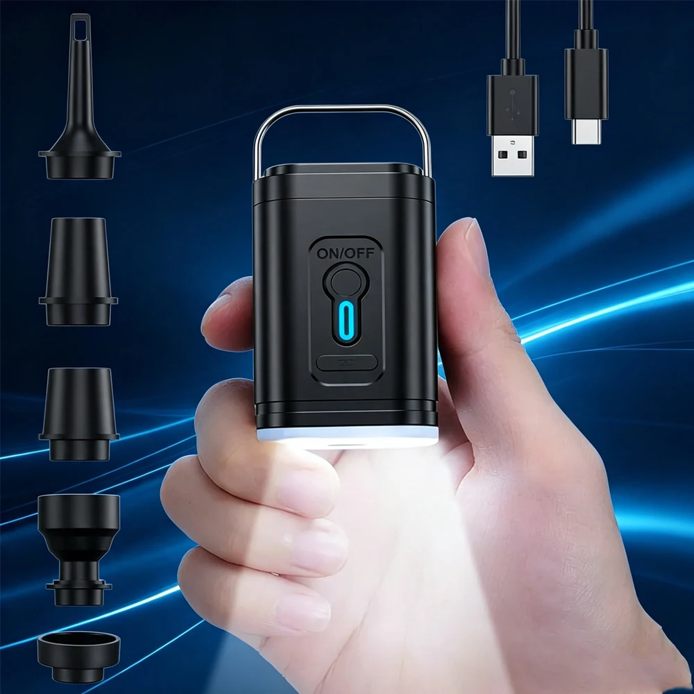 Mini /Portable Air Pump 1200mAh USB *Rechargeable Wireless Inflator Deflator for Camping Mattress Pool Float Boat Fast Inflation