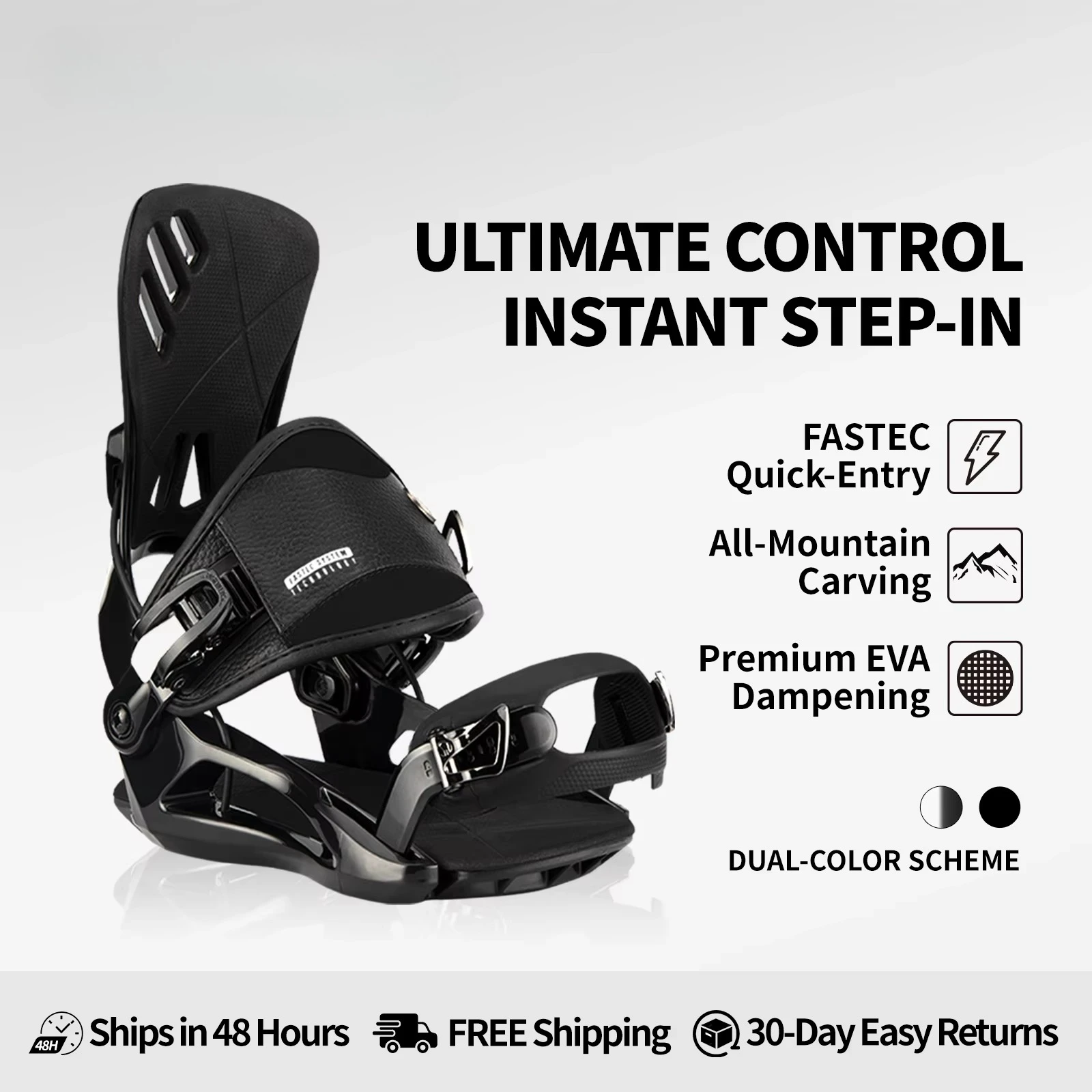 Snowboard Bindings  Step-In Medium Hard 7-8 Carbon PU EVA Cushioning Lightweight Advanced Riders