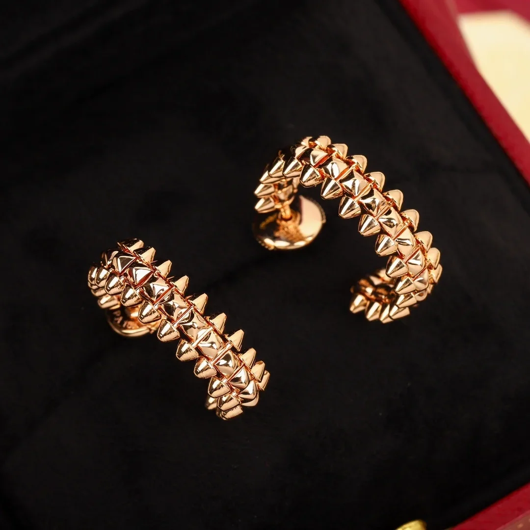 

Fashion Famous Brand Top Quality Rivet 18K Rose Gold Plated Silver Earrings Women Designer Luxury Jewelry Trend