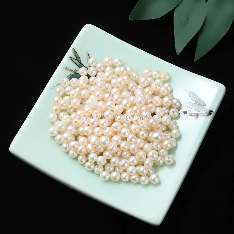 10 Pcs/lot Natural Freshwater Pearl Round Beads Big Hole Loose Spacer Beads For Jewelry Making Necklace Earrings Accessories