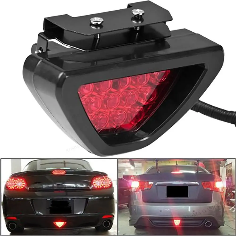 Bright Red 12V LED Car Fog Lamp Triangle Brake Light Tail Light Rear Surround Collision Avoidance Flash Bulbs Warning Light