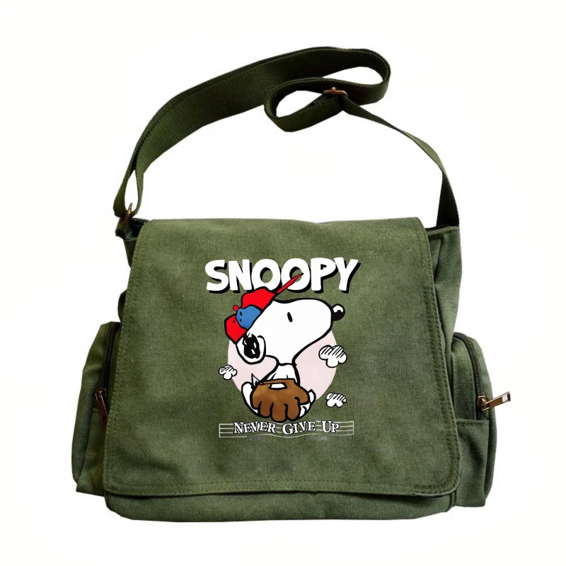 

Snoopy - themed Canvas Messenger Bag Multiple Pockets Women's Shoulder Bag Large Messenger Bag With Snoopy Print Unisex Travel