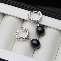 Genuine Silver 925 Pearl Earring Jewlery,White Bridal Natural Fresh water Earrings Woman Pearl Wife Mom Birthday Gift White Pink