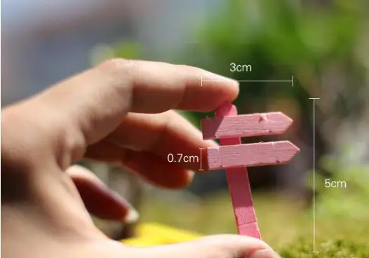 10PCS Muiti-color Mini Miniature Wood Fence Signpost Craft Garden Decor Ornament Plant Pot Micro Landscape Dollhouse Bonsai DIY