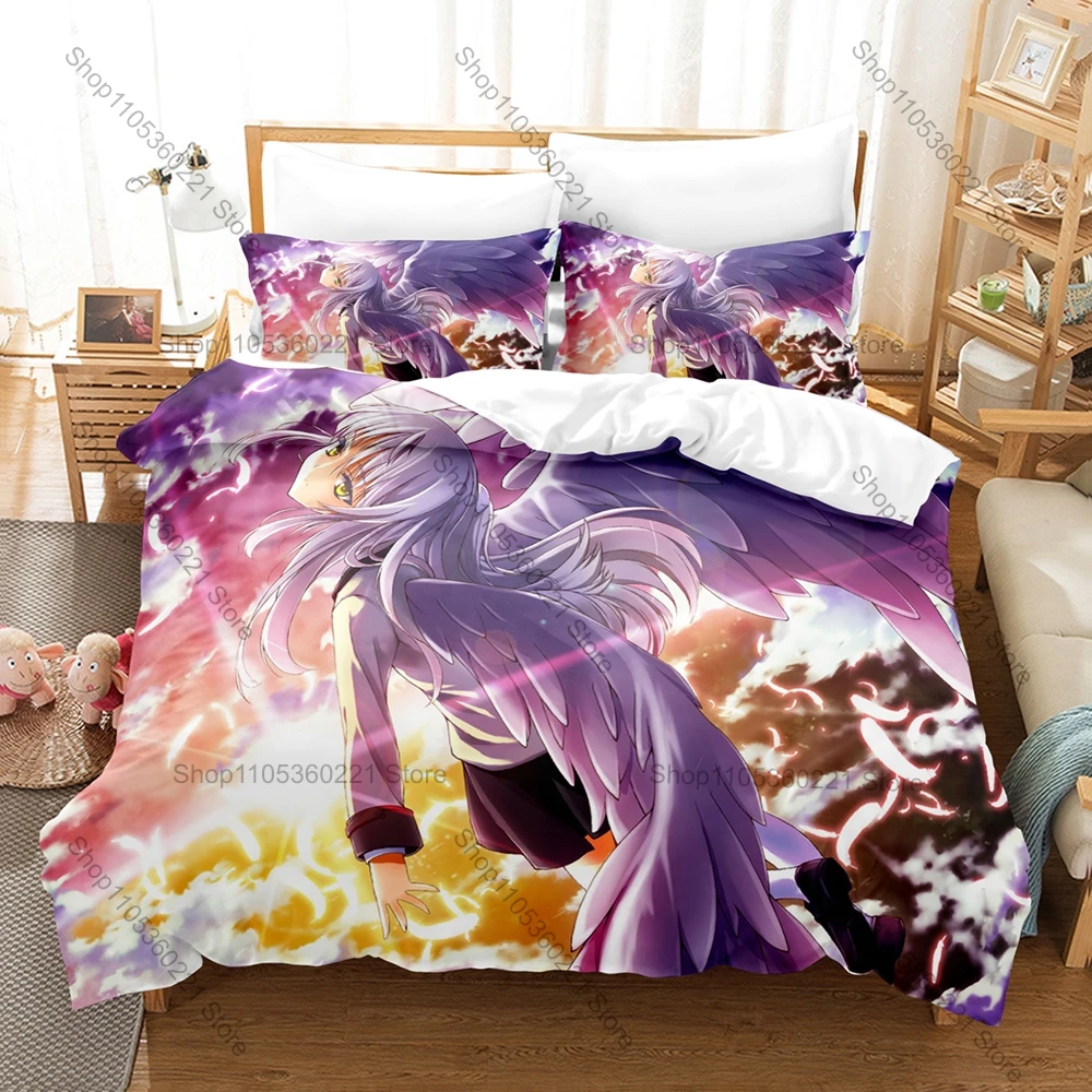 Cool Cute Angel Beats Kpop Bedding Set 3D Print Lightweight Duvet Cover Set For Kids Teens Adults Pillowcases Home Textile
