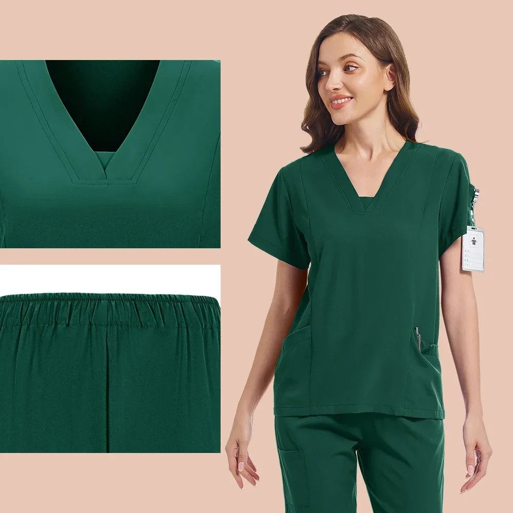 Uniformes médicaux pour femmes, livres de soins infirmiers, uniformes de SPA, ensembles de gIslande respirants, col en V solide, manches courtes, pantalons droits en Y