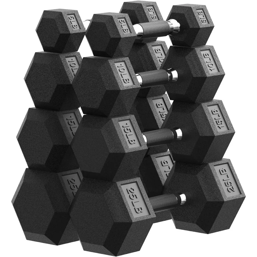 Juego de mancuernas hexagonales de 45550 lb, mancuernas de gimnasio en casa con revestimiento de goma para entrenamiento de fuerza, pesas de mano ajustables para mujeres y hombres Dur