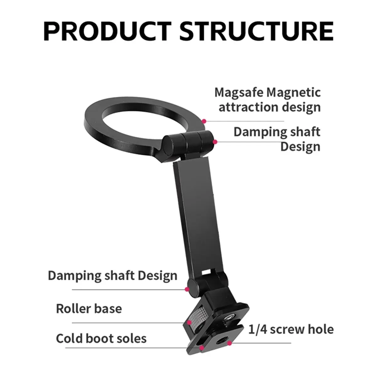 Punctual- Camera Hot Shoe Magnetic Phone Holder with Arca Coldshoe Phone Mount for MagSafe IPhone 16 15 Samsung Monitor Bracket