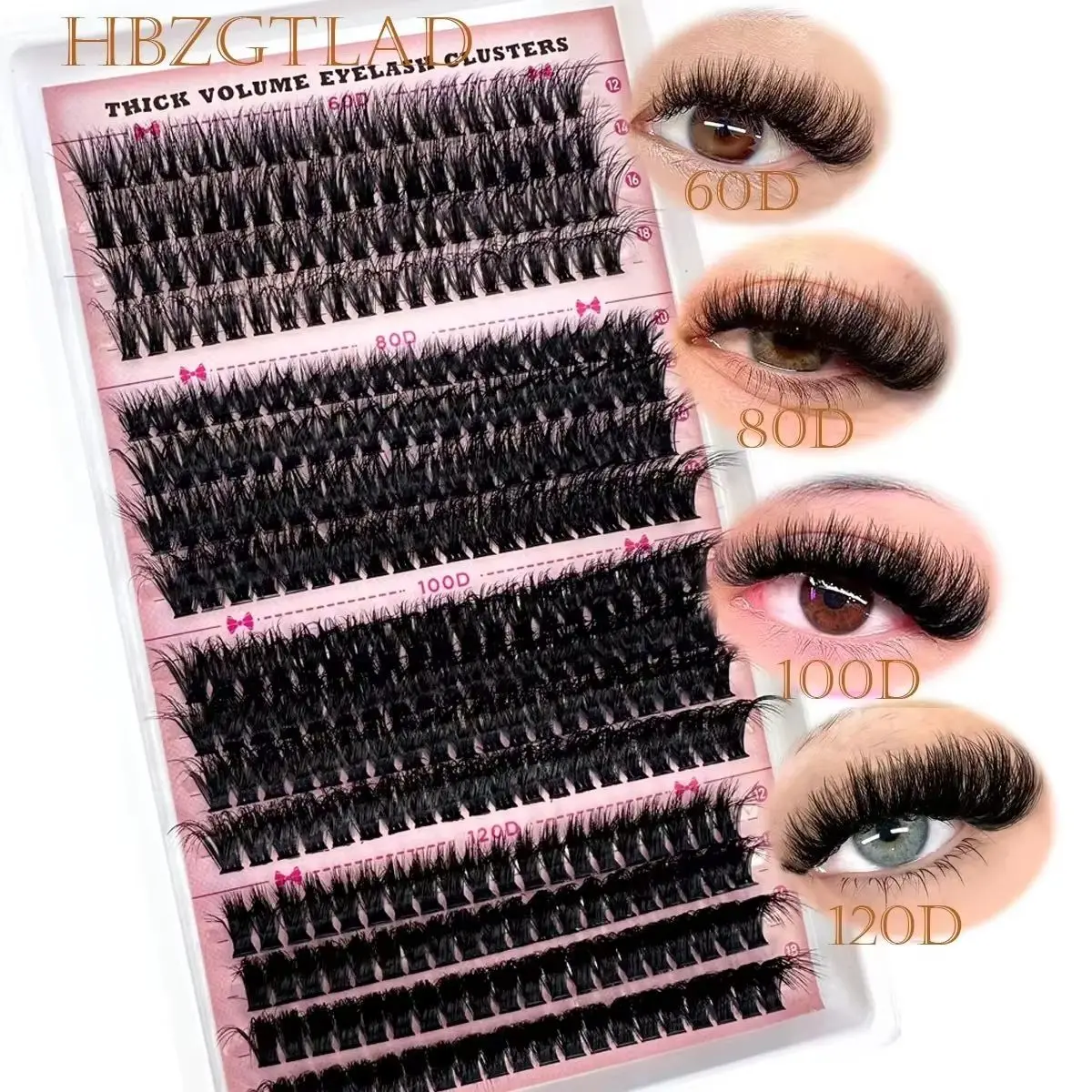 16 Rows 60D-120D Mix 5D Fluffy Individual Lashes Clusters Extensions False Eyelash DIY at Home Cluster Makeup Eyelash Tools