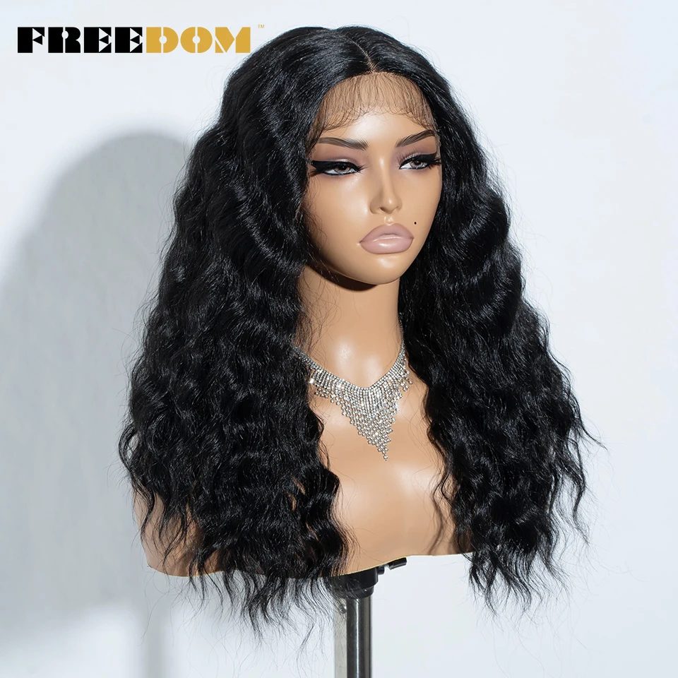 FREEDOM Synthetic Lace Front Wig For Black Women Short Curly 20 Inch T Part Lace Front Wig Ombre Blonde White Ginger Cosplay Wig